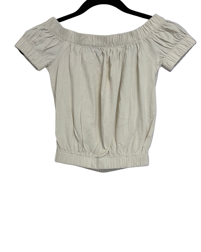 Aeropostale Off White Elasticated Smocked Crop Top