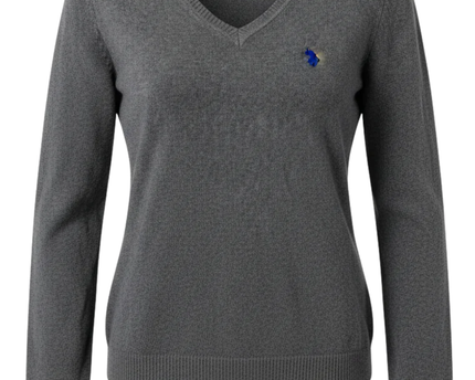 U.S. Polo Assn. Grey V-Neck Cotton Sweater
