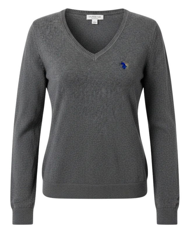 U.S. Polo Assn. Grey V-Neck Cotton Sweater