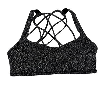 Lululemon Black and White Marled Strappy Back Sports Bra