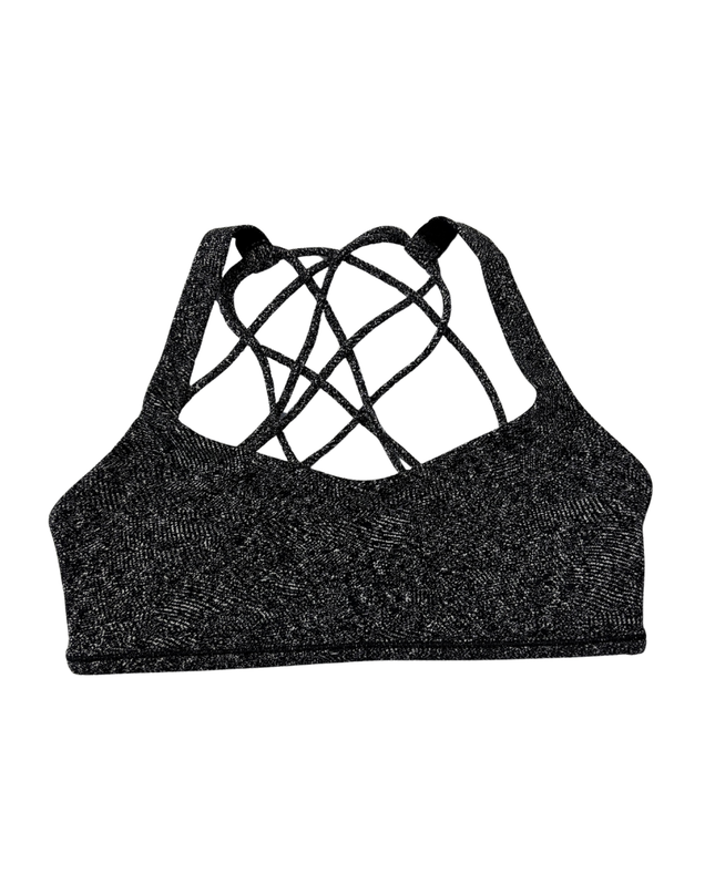 Lululemon Black and White Marled Strappy Back Sports Bra