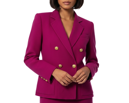 Yves Saint Laurent Magenta Vintage Wool Double-Breasted Skirt Suit