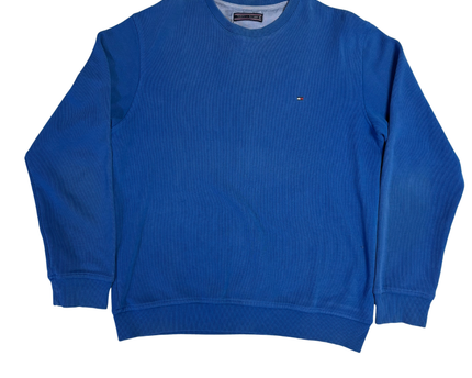 Tommy Hilfiger Blue Crewneck Ribbed Sweatshirt