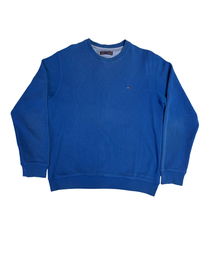 Tommy Hilfiger Blue Crewneck Ribbed Sweatshirt