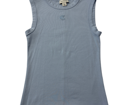 Calvin Klein Blue Ribbed Logo Tank Top