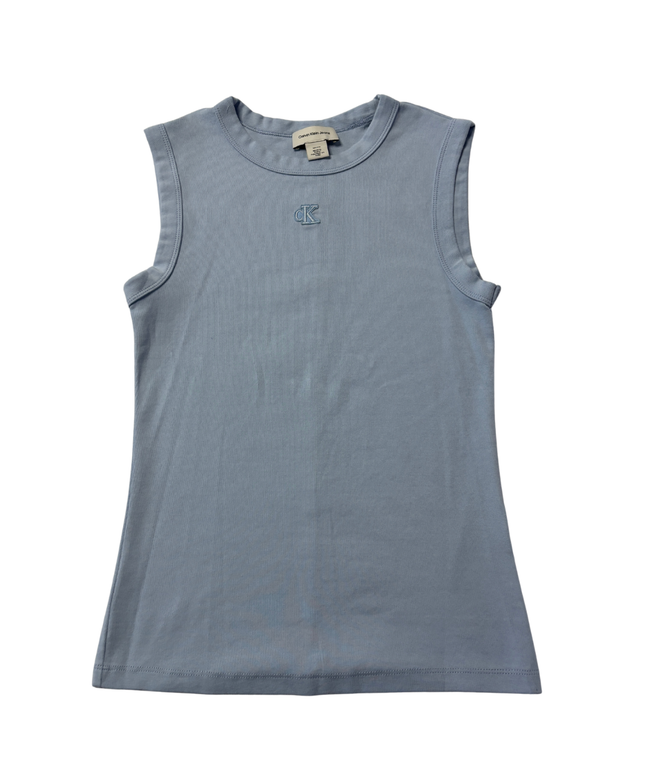 Calvin Klein Blue Ribbed Logo Tank Top