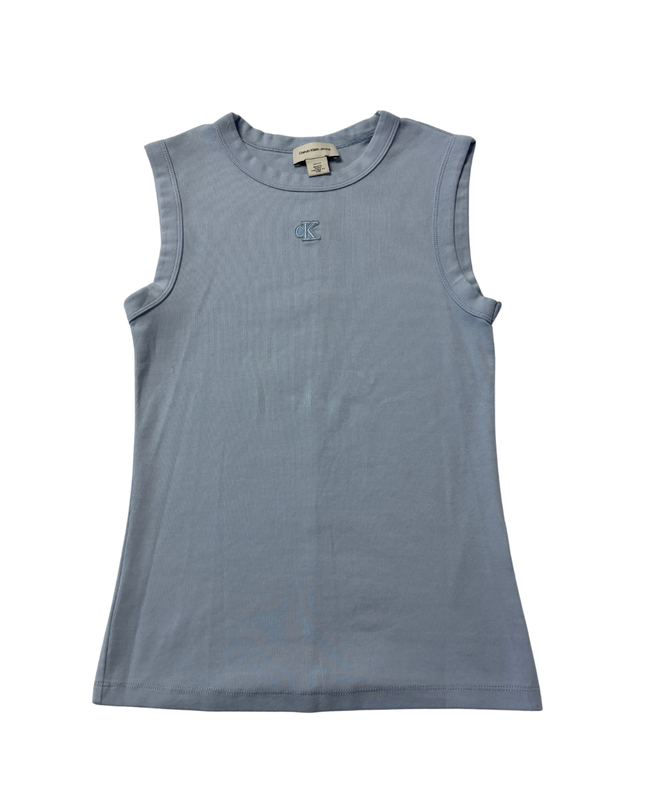 Calvin Klein Blue Ribbed Logo Tank Top