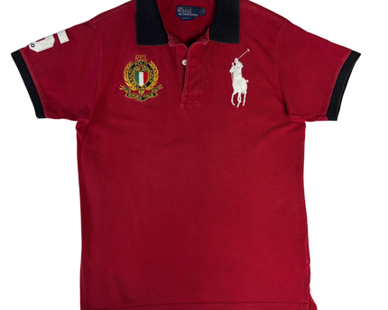 Polo Ralph Lauren Red Milan Italy Crest Big Pony Polo Shirt - S