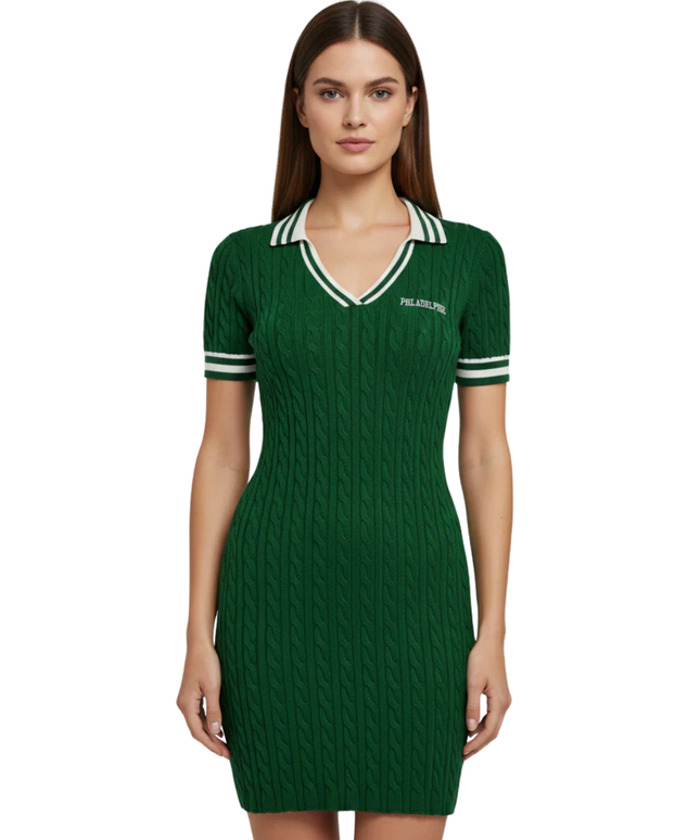 Don't Call Me Jennyfer Green Cable Knit Polo Dress