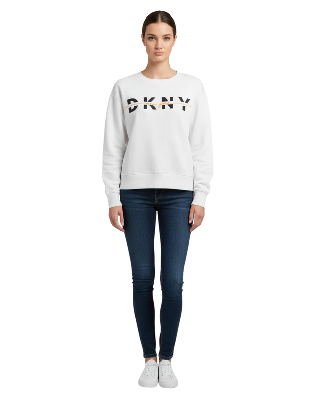 DKNY Sport White Graphic Logo Sweatshirt