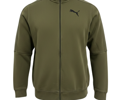 Puma Olive Green Mesh-Detail Full-Zip Track Jacket