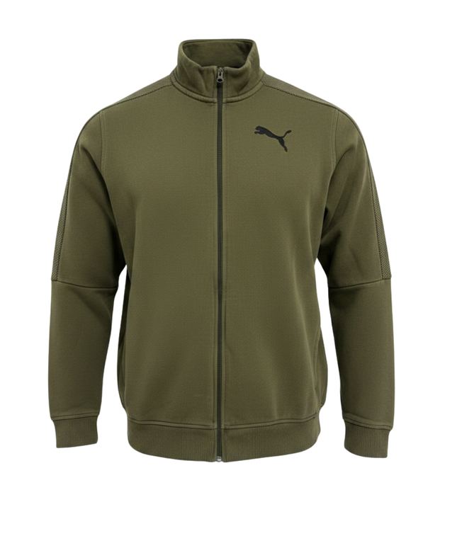 Puma Olive Green Mesh-Detail Full-Zip Track Jacket