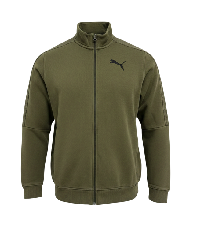 Puma Olive Green Mesh-Detail Full-Zip Track Jacket