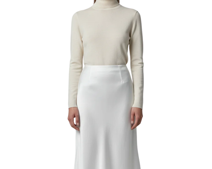 Koton White Satin-Finish Viscose Midi Skirt