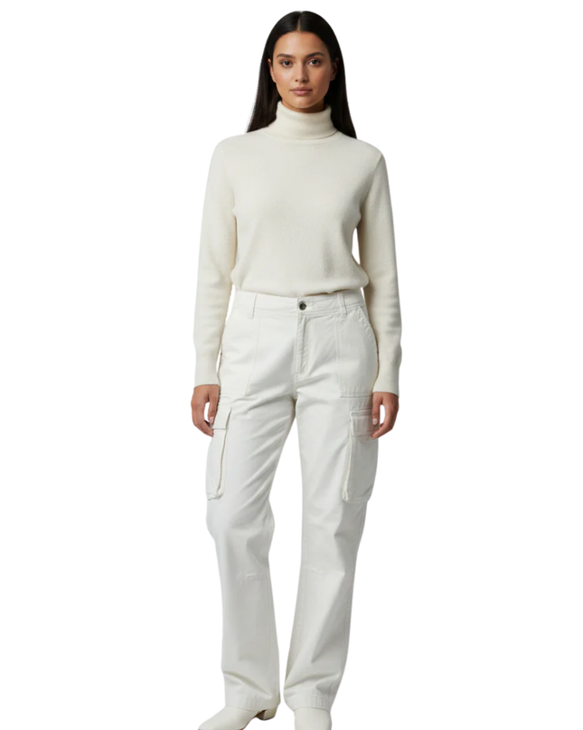 Bershka White High-Waist Cargo Utility Pants