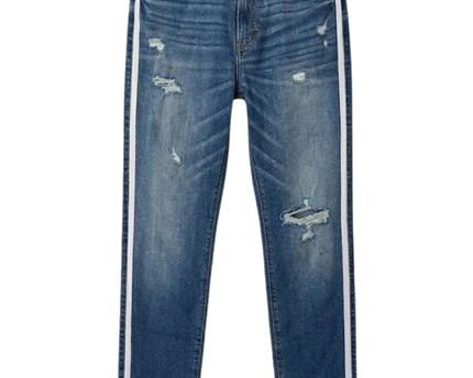 Hollister Blue Skinny Distressed Stripe Jeans