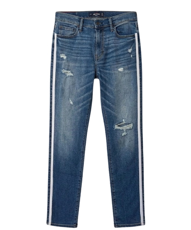 Hollister Blue Skinny Distressed Stripe Jeans