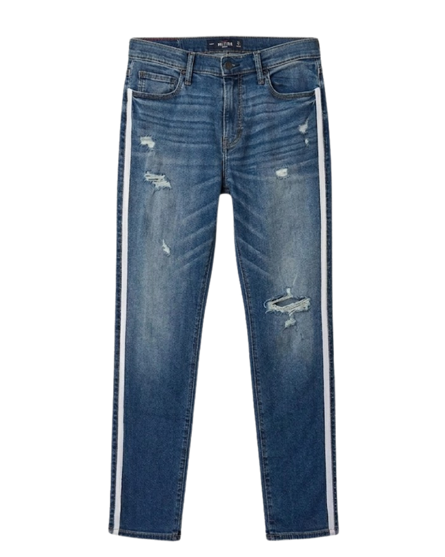Hollister Blue Skinny Distressed Stripe Jeans
