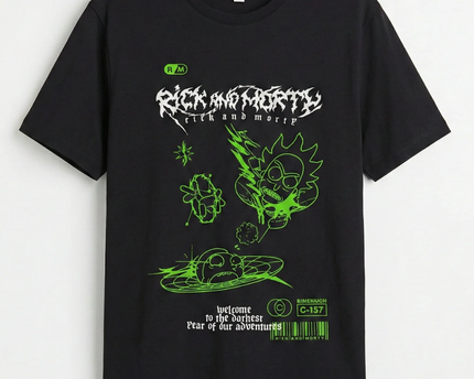 Rick and Morty Black Adult Swim Graphic T-Shirt