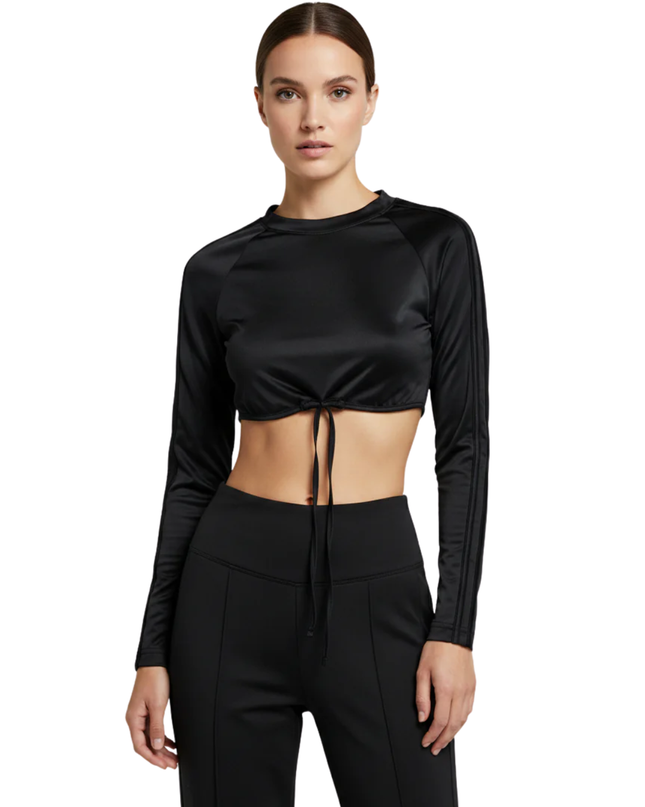 Adidas x Ivy Park Black Long Sleeve Cut-Out Crop Top