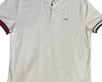 Tommy Jeans White Essential Tipped Piqué Polo Shirt