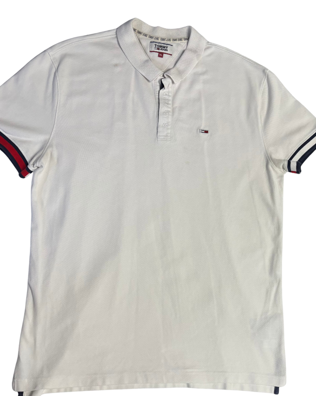 Tommy Jeans White Essential Tipped Piqué Polo Shirt