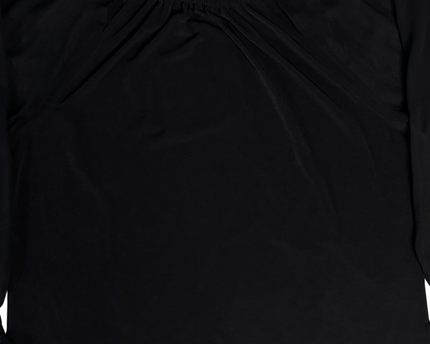 Calvin Klein Black Gathered Neckline Blouse with Sheer Sleeves