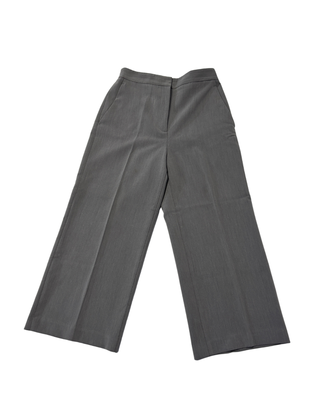 Zara Grey High-Waisted Wide-Leg Cropped Trousers