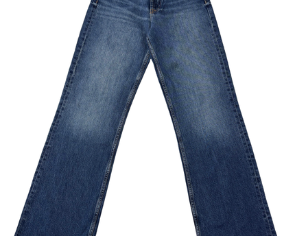 Zara Blue High-Rise Wide Leg Jeans with Raw Hem