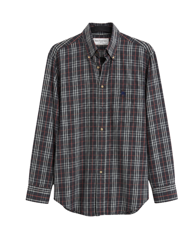 Burberrys Navy Blue Vintage Plaid Button-Down Shirt
