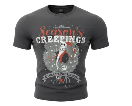 Disney Dark Grey Nightmare Before Christmas Season's Creepings Graphic Tee
