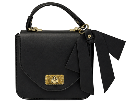 Betsey Johnson Black Saffiano Bow Top Handle Bag
