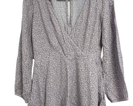 American Eagle Purple Floral Long Sleeve Wrap Romper