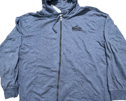 Patagonia Blue Zip-Up Organic Cotton Hoodie