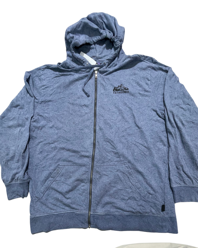 Patagonia Blue Zip-Up Organic Cotton Hoodie