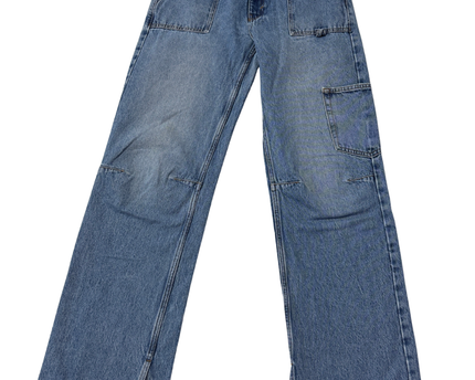 Pull & Bear Blue Carpenter Utility Wide Leg Jeans