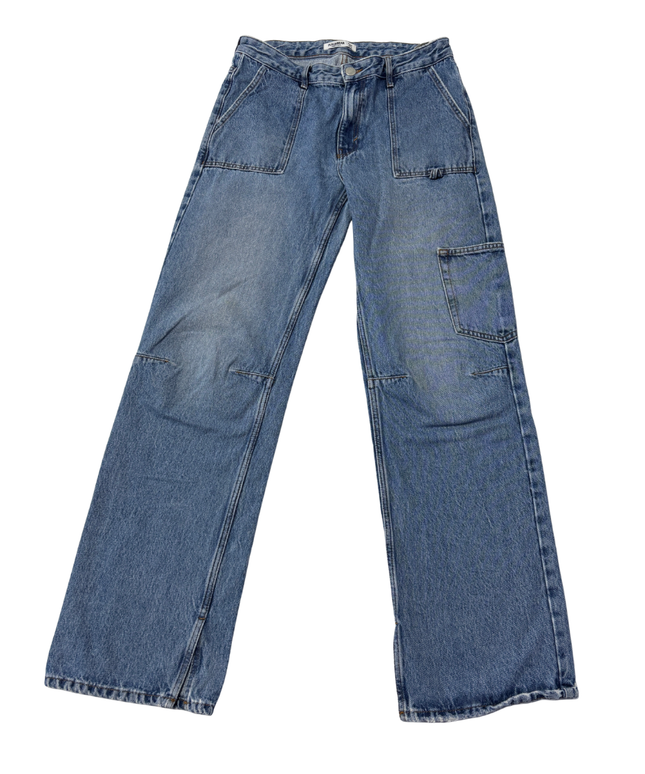 Pull & Bear Blue Carpenter Utility Wide Leg Jeans