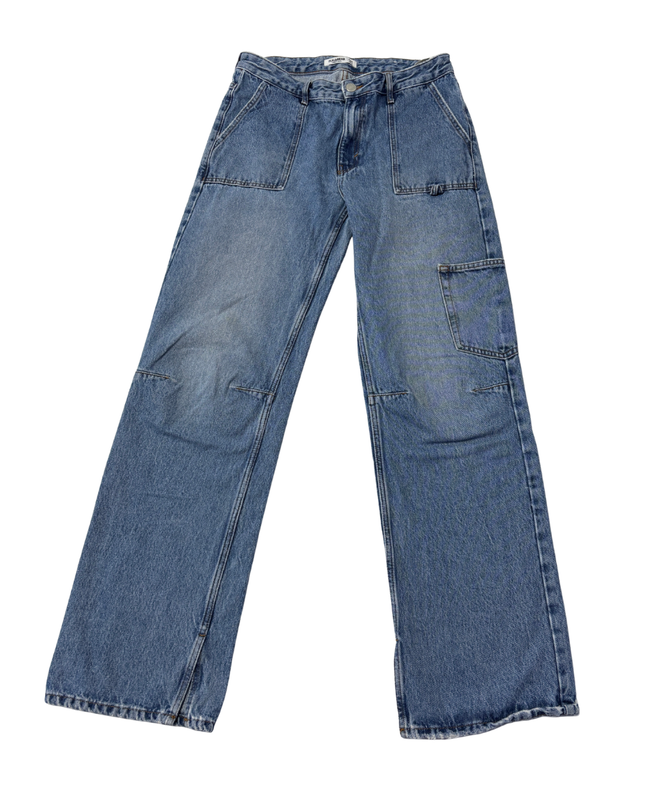Pull & Bear Blue Carpenter Utility Wide Leg Jeans