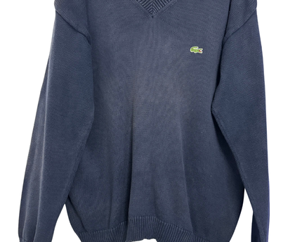 Lacoste Navy Blue V-Neck Knitted Sweater