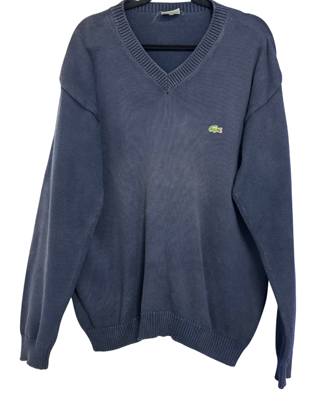 Lacoste Navy Blue V-Neck Knitted Sweater