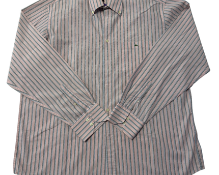 Lacoste Pink Striped Long Sleeve Button Down Shirt