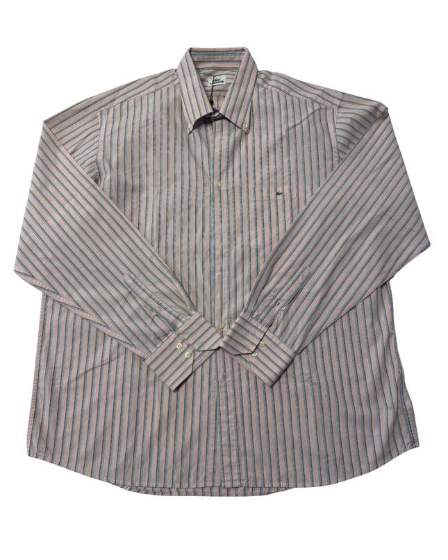 Lacoste Pink Striped Long Sleeve Button Down Shirt