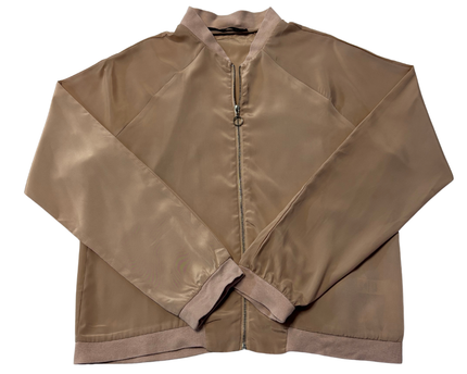 RT Beige Satin Lightweight Bomber Jacket