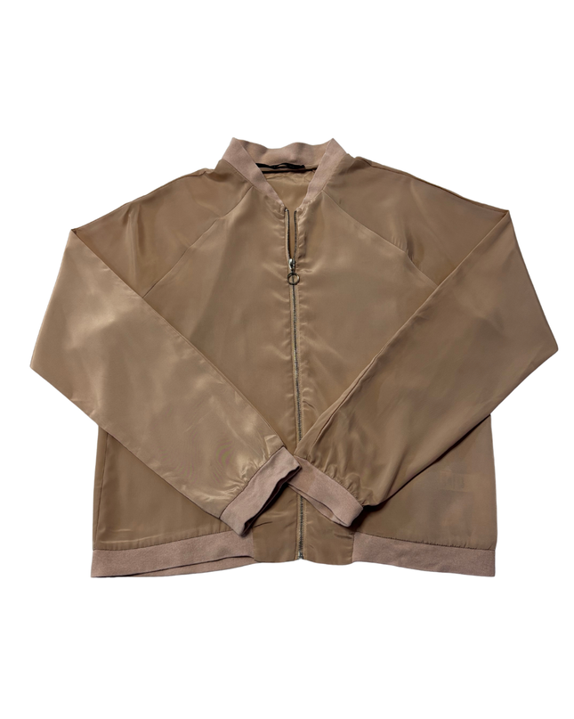 RT Beige Satin Lightweight Bomber Jacket