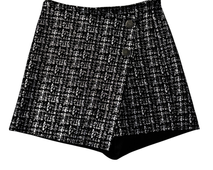 Zara Black/Silver Metallic Textured Mini Skort