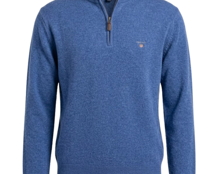 GANT Blue Quarter-Zip Lambswool Sweater