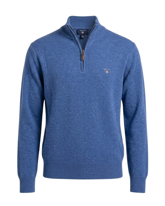 GANT Blue Quarter-Zip Lambswool Sweater