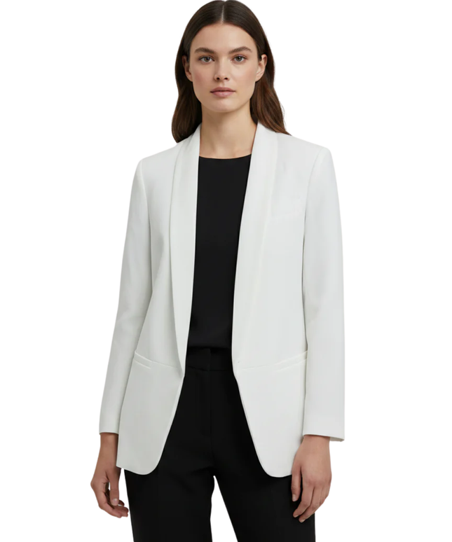 Betty Jackson. Black White Shawl Lapel Blazer