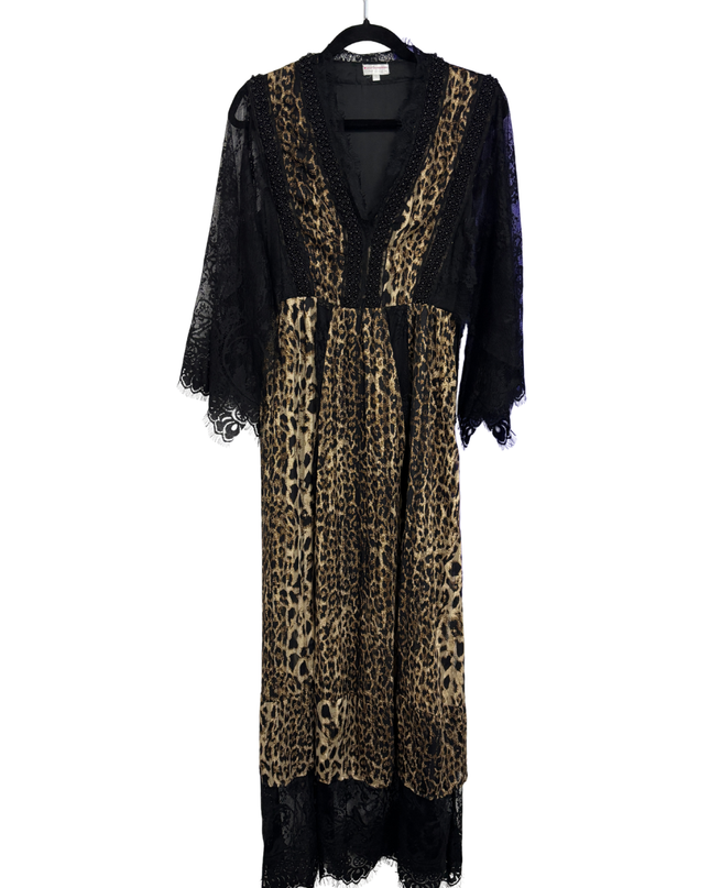 Lola Casademunt Catwalk Leopard Print Lace Maxi Dress