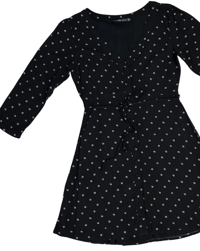 Abercrombie & Fitch Black Floral Print Button-Down Mini Dress